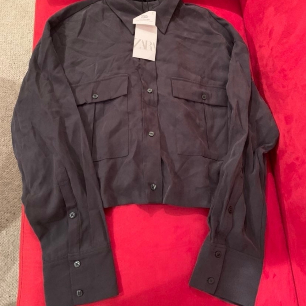 ZARA Cropped Dress Shirt XXL - Picture 2 of 5